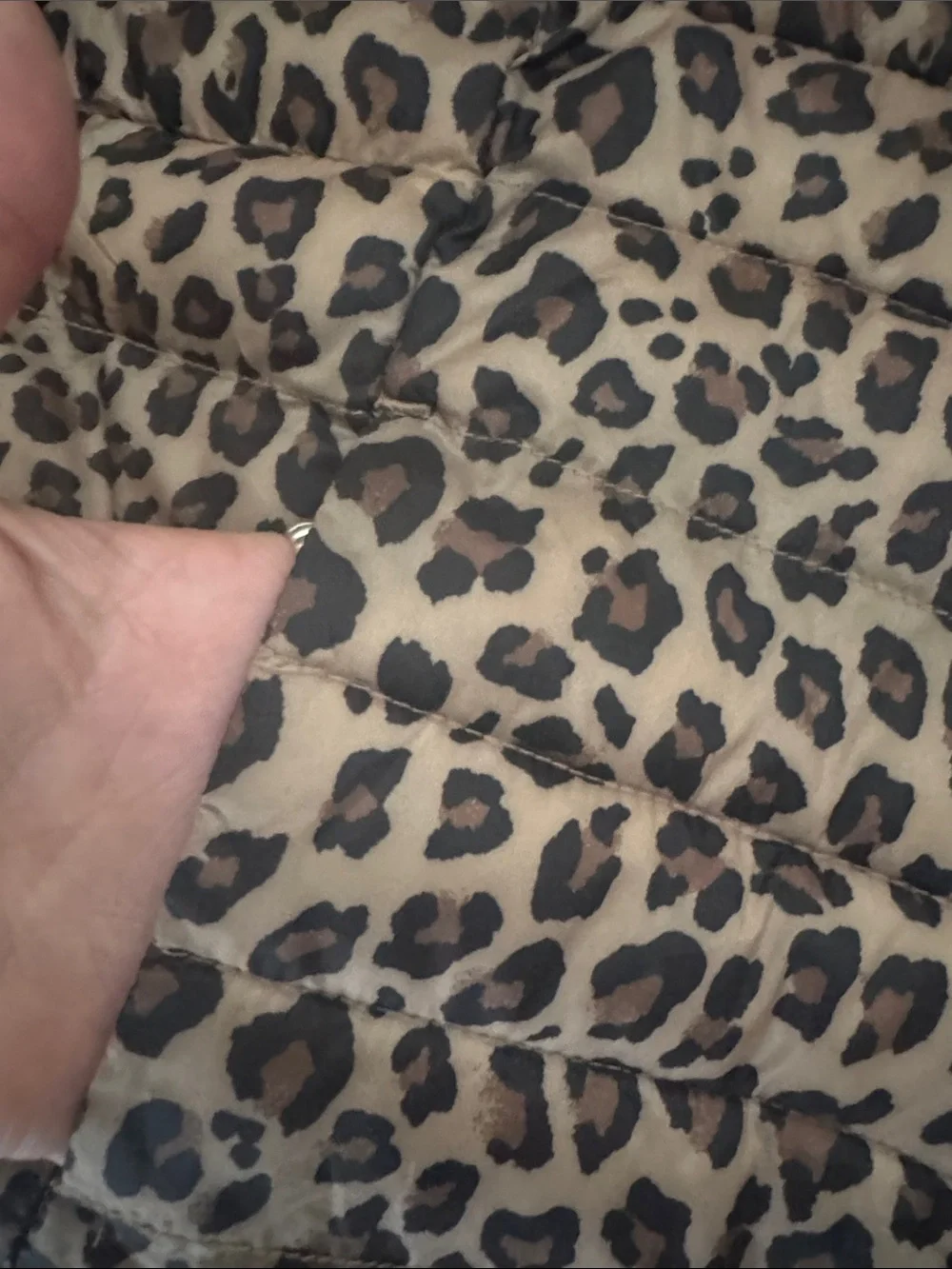 GAP Kids Upcycled Leopard-Print Light Weight Puffer Jacket with Attached Hood S